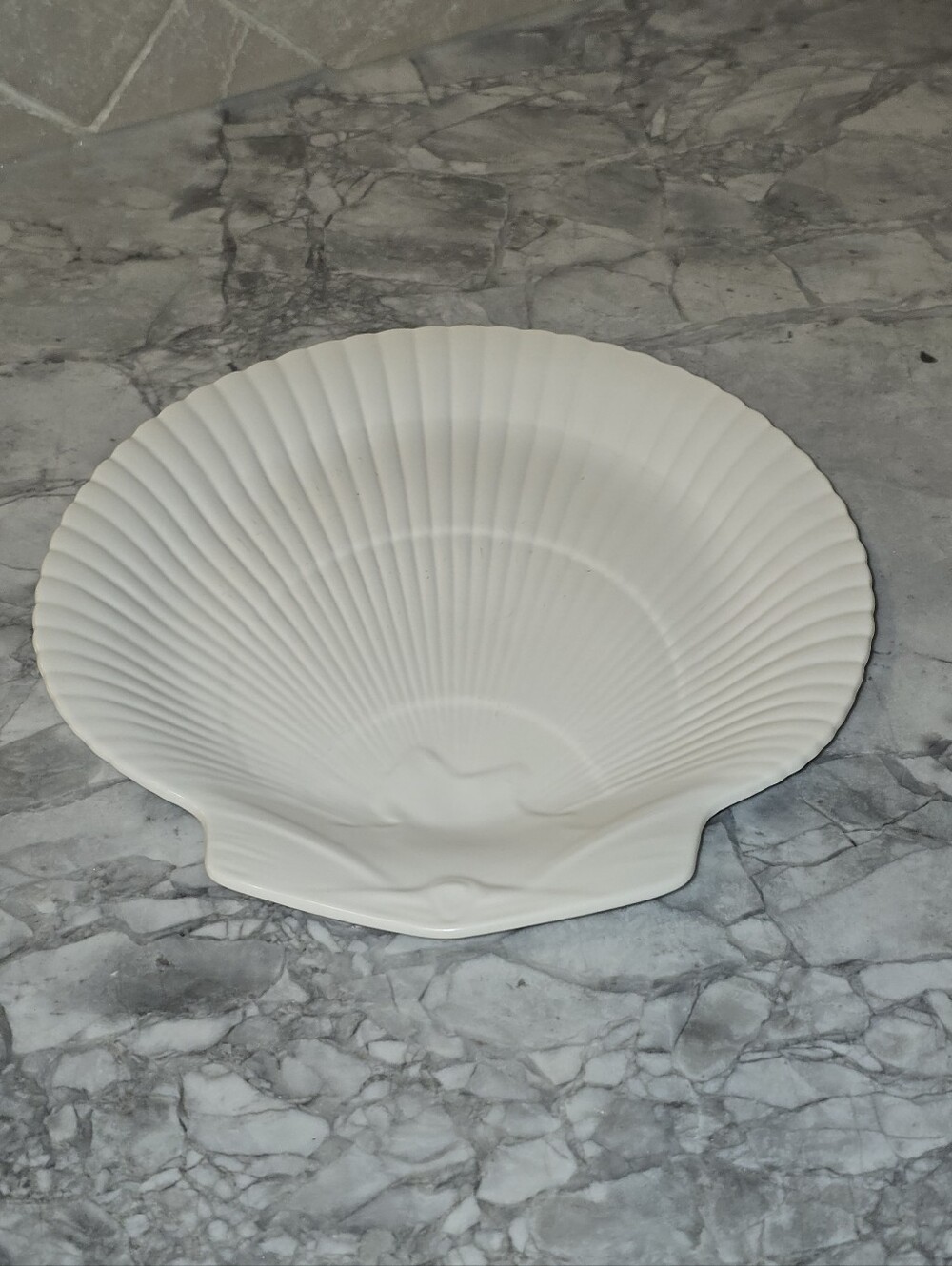 Vintage Nautilus Scallop Shell Salad Plate by Wedgwood Matte Cream Platter